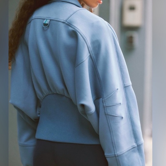 Free People Slate Blue Bomber Jacket - Picture 3 of 7